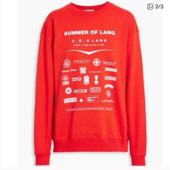 NWT Helmut Lang Graphic Printed French cotton-terry sweatshirt XS - Picture 2 of 3